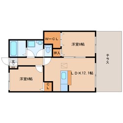 玉手駅 徒歩8分 1階の物件間取画像